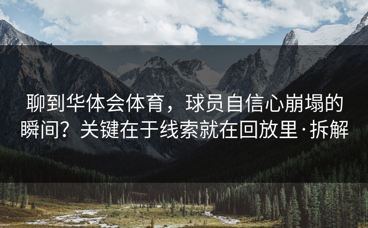 聊到华体会体育，球员自信心崩塌的瞬间？关键在于线索就在回放里·拆解
