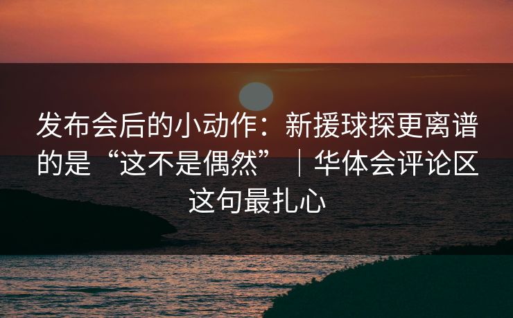发布会后的小动作：新援球探更离谱的是“这不是偶然”｜华体会评论区这句最扎心