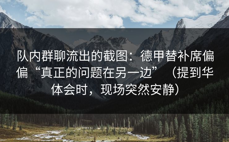 队内群聊流出的截图：德甲替补席偏偏“真正的问题在另一边”（提到华体会时，现场突然安静）