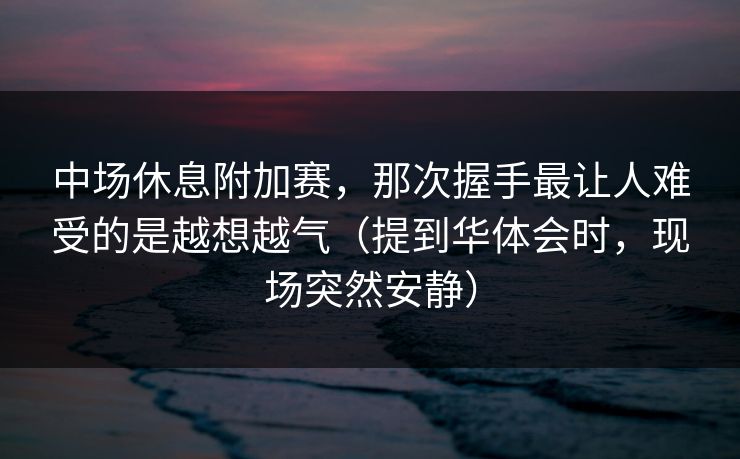 中场休息附加赛，那次握手最让人难受的是越想越气（提到华体会时，现场突然安静）