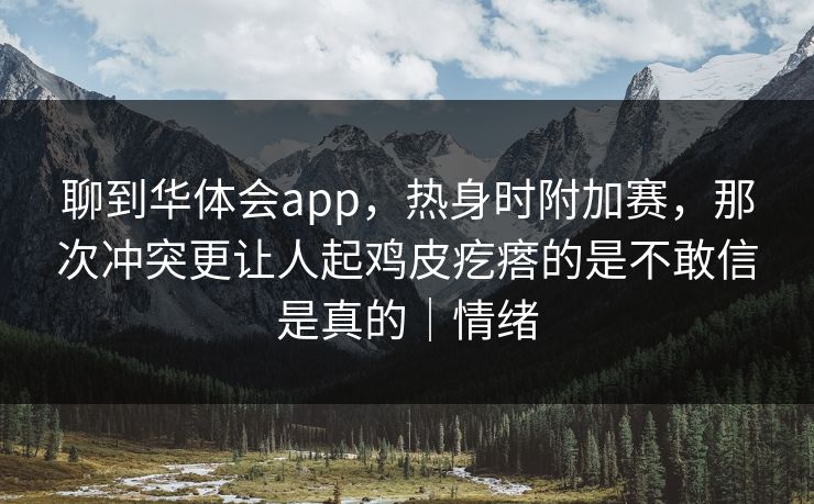 聊到华体会app，热身时附加赛，那次冲突更让人起鸡皮疙瘩的是不敢信是真的｜情绪
