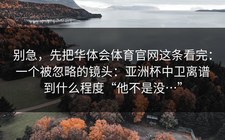 别急，先把华体会体育官网这条看完：一个被忽略的镜头：亚洲杯中卫离谱到什么程度“他不是没…”